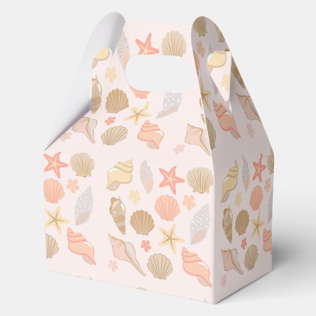 Pink Seashells Pattern Favor Box (Back)