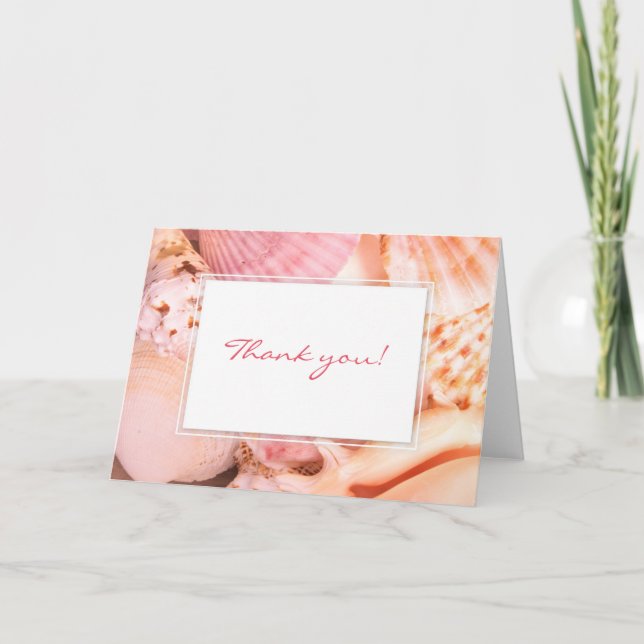Pink Seashells Thank You Card (Front)