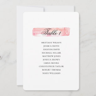 Pink seating chart. Watercolor wedding plan Invitation
