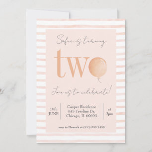 Pink Second Birthday Invitation
