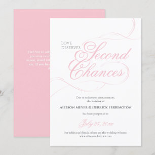 Pink Second Chances Wedding Postponement Invitation