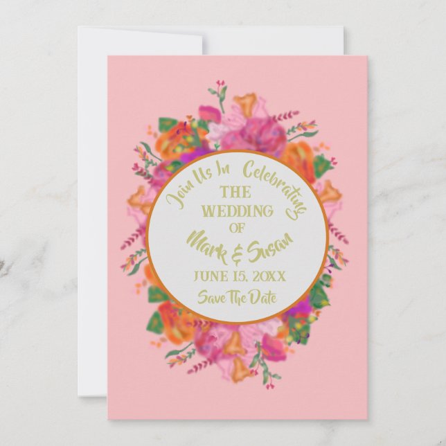 Pink Secret Garden Boho Floral Wedding  Invitation (Front)