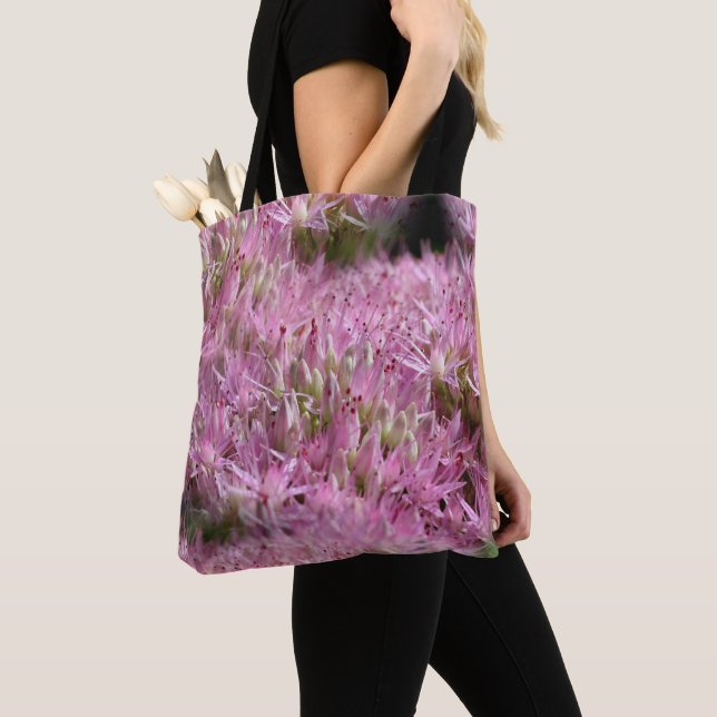 Pink Sedum Autumn Flowers Multiplied  Tote Bag (Close Up)
