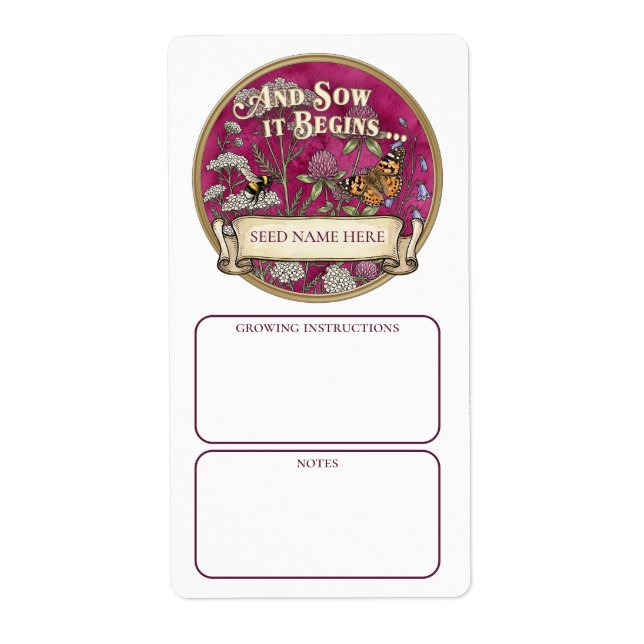 Pink Seed Packet Label – Custom Garden Sticker (Front)