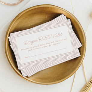 Pink seersucker baby shower diaper raffle ticket enclosure card