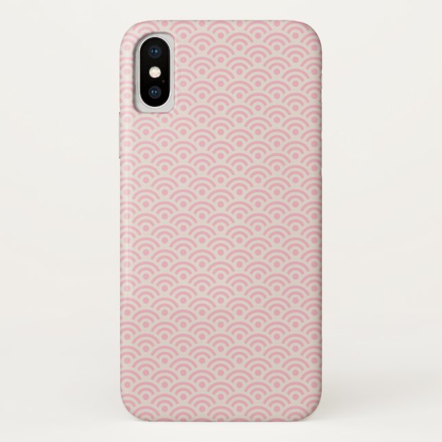 Pink Seigaiha Japanese Pattern Personalized Name Case-Mate iPhone Case (Back)