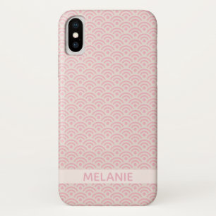 Pink Seigaiha Japanese Pattern Personalized Name Case-Mate iPhone Case