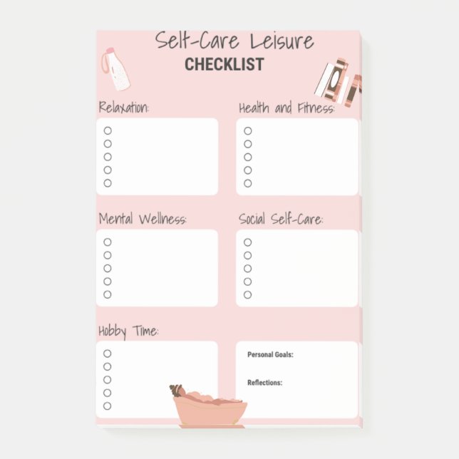 Pink Self-Care Planner - Wellness & Mental Health  Post-it Notes (Front)