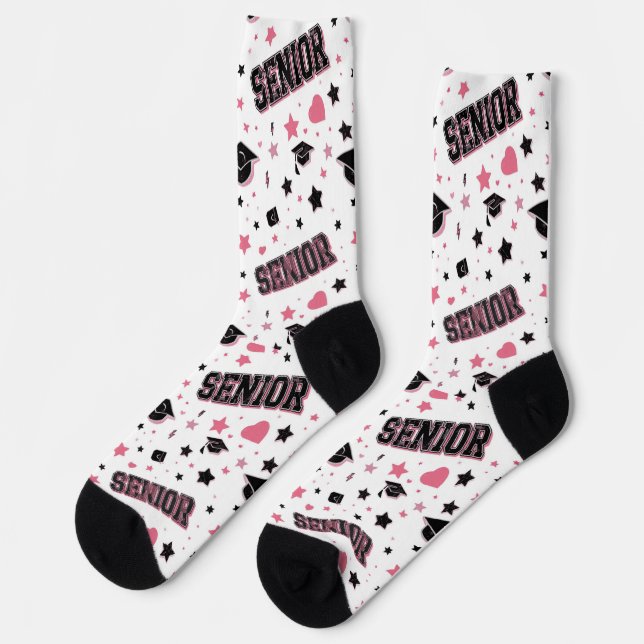 Pink Senior Year Photo Class Graduation Socks  (Left)