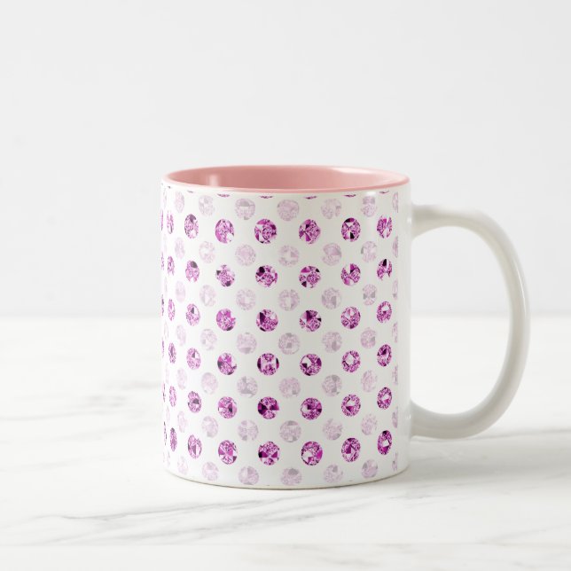pink sequin effect dot pattern Drinkware Two-Tone Coffee Mug (Right)