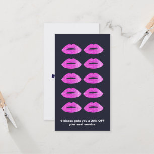 Pink Sequin Lips Beauty Salon Loyalty Punch Card