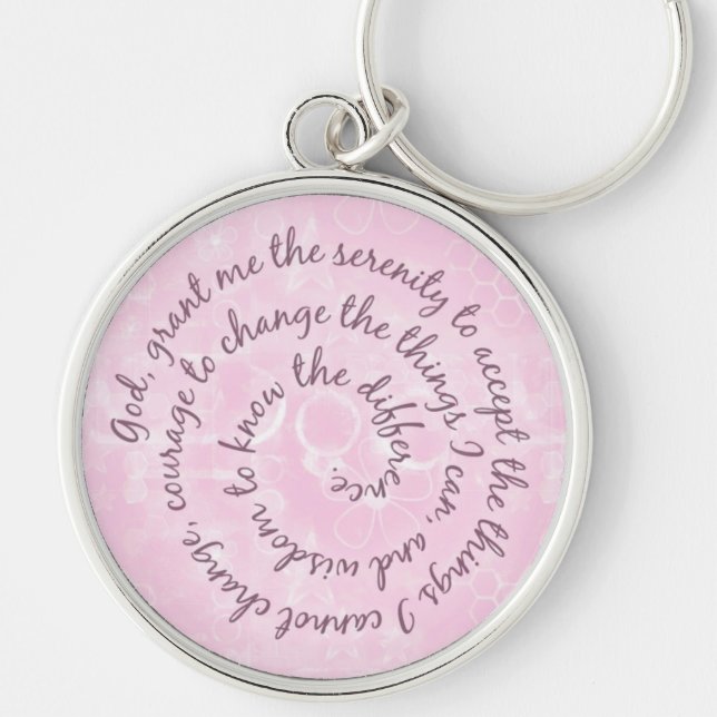 Pink Serenity Prayer Keychain - Customized (Front)