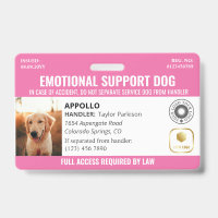 Pink Service Dog 2 Logo & Photo ID