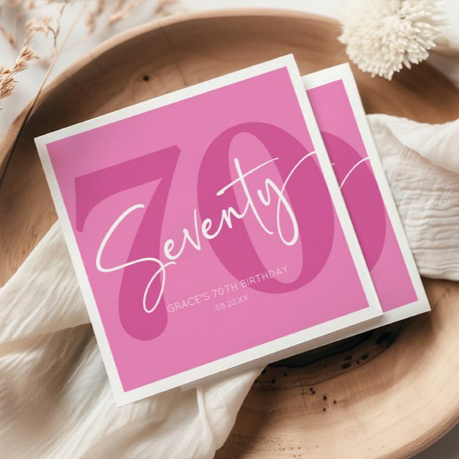 Pink Seventy 70th Seventieth Birthday Party Napkin (Creator Uploaded)