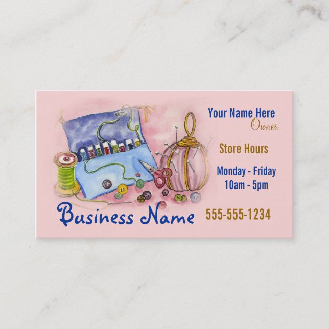 Pink Sewing Kit Business Card (Front)