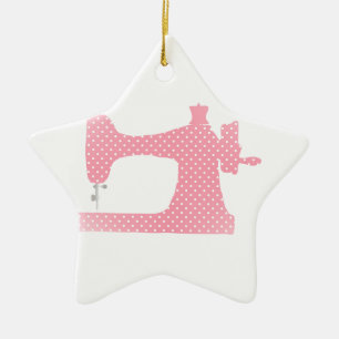 pink sewing machine ceramic ornament