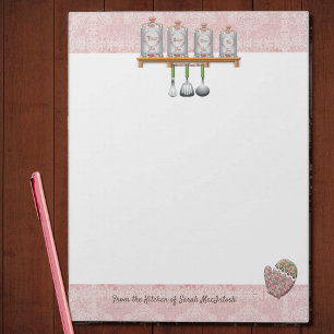 Pink Shabby Chic Kitchen Recipes Notepad