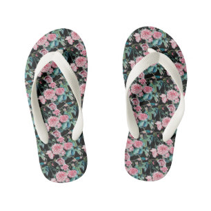 Pink Shabby Chic Rose floral Flowers Beach Thongs