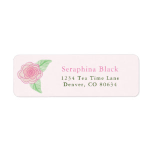 Pink Shabby Chic Rose Return Address Label