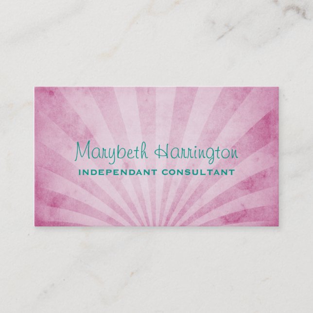 Pink Shabby texture Sunrays Business Card (Front)