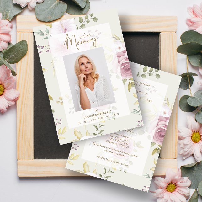 Pink Shades Botanical Floral Traditional Photo Invitation (Creator Uploaded)