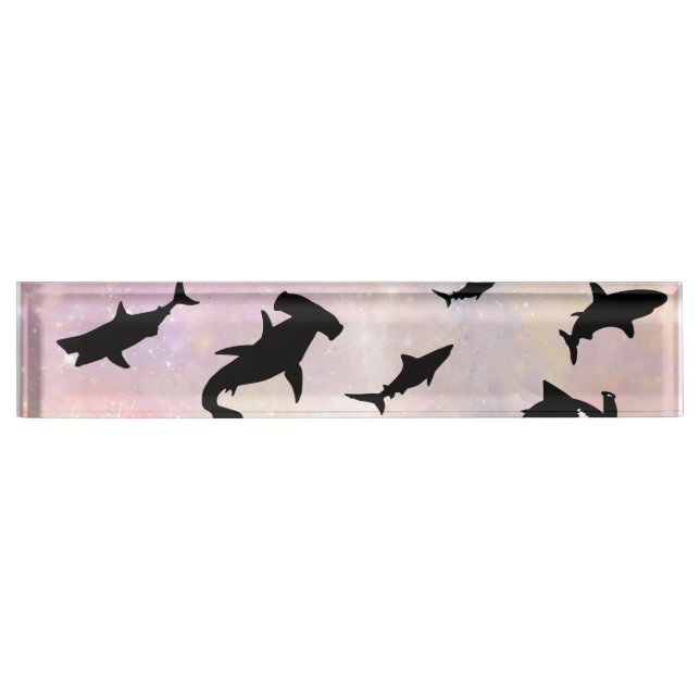 Pink shadow fish shark on gradient galaxy Space Nameplate (Front)