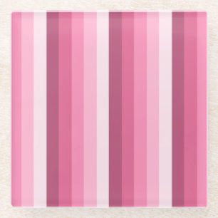Pink shadow stripes glass coaster