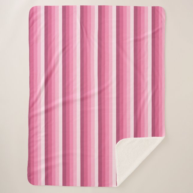 Pink shadow stripes sherpa blanket (Front)