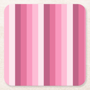 Pink shadow stripes square paper coaster