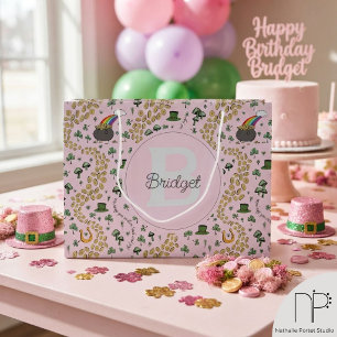 Pink Shamrocks St Patricks Gift Bag