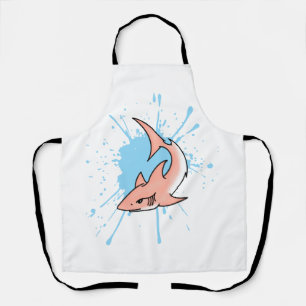 pink shark week cartoon tattoo art ocean animal apron