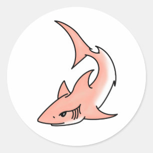 pink shark week cartoon tattoo art ocean animal  classic round sticker