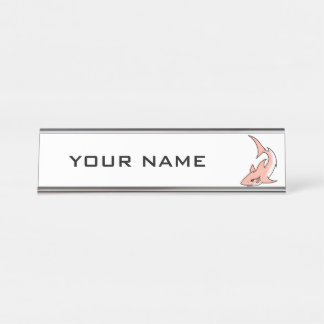 pink shark week cartoon tattoo art ocean animal desk name plate