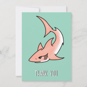 pink shark week cartoon tattoo art ocean animal  thank you card