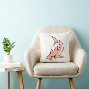 pink shark week cartoon tattoo art ocean animal throw pillow