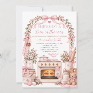 Pink She got a Bun in the Oven Bakery Baby Shower Invitation