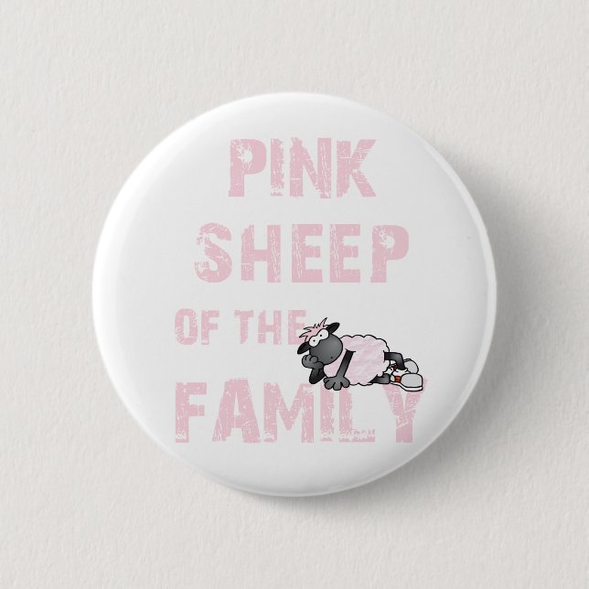 Pink Sheep 2 Inch Round Button (Front)
