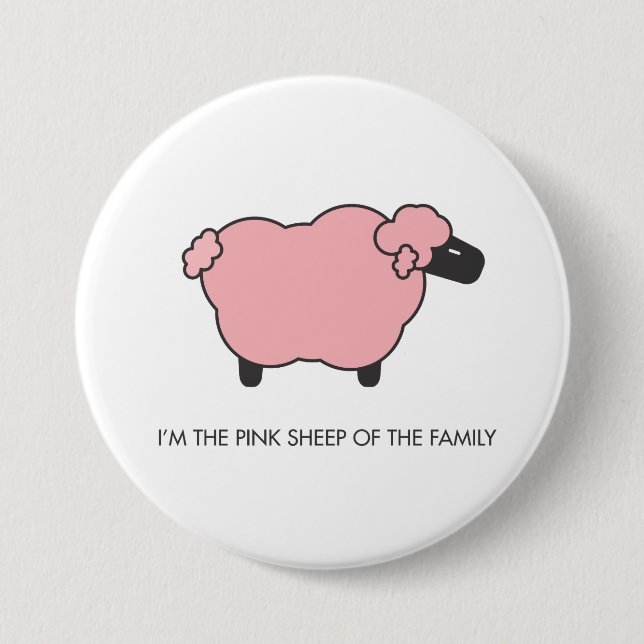 Pink Sheep 3 Inch Round Button (Front)
