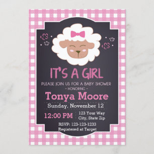 Pink Sheep Baby Shower Invitation