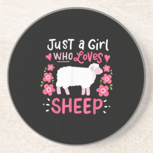 Pink Sheep   Just A Girl Who Loves Sheep Gift Coaster