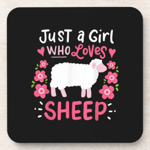 Pink Sheep   Just A Girl Who Loves Sheep Gift Coaster