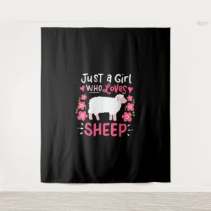 Pink Sheep Just A Girl Who Loves Sheep Gift Tapestry