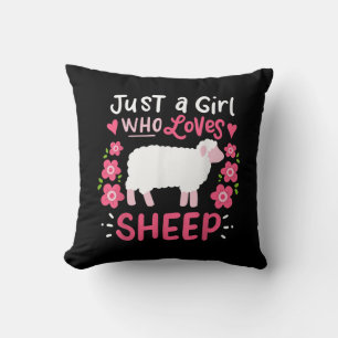 Pink Sheep Just A Girl Who Loves Sheep Gift Throw Pillow