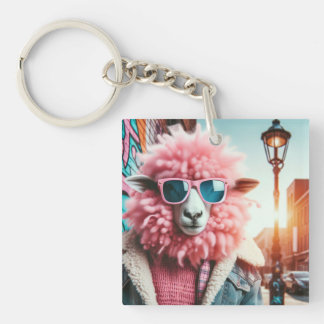 Pink sheep keychain