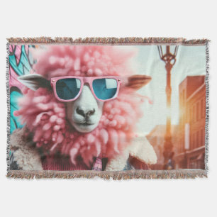 Pink sheep throw blanket