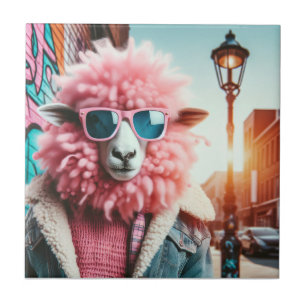 Pink sheep tile