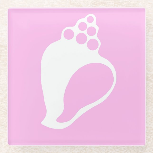 Pink Shell Glass Coaster (Front)