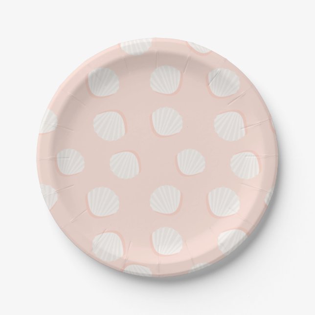 Pink Shell Pattern Paper Plate (Front)