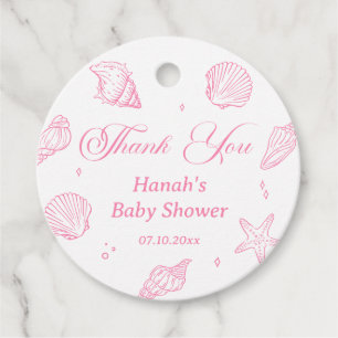 Pink Shells Coastal Beach Baby Shower Thank You  Favour Tags