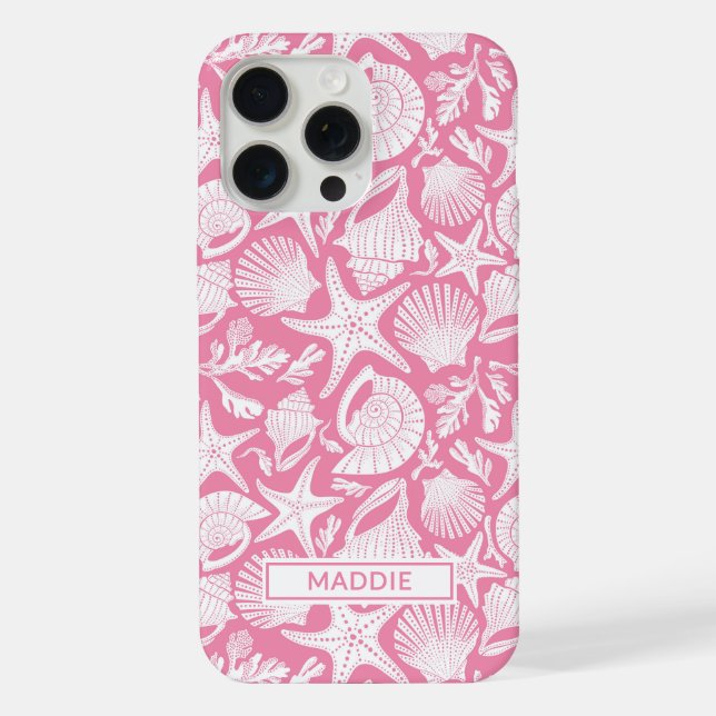 Pink Shells Personalized iPhone Case (Back)